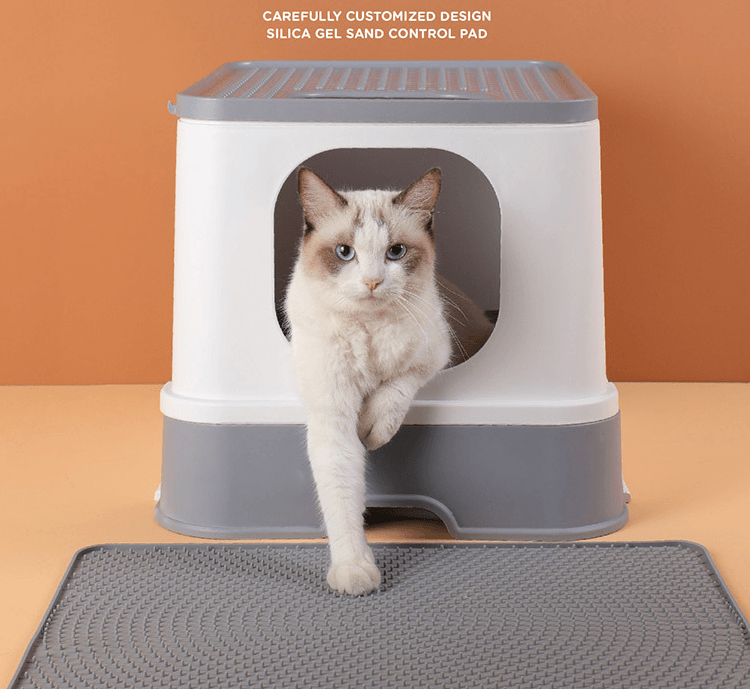 Fashion Pet Silicone Sand-Proof Cat Litter Box Foot Mat - Dog Hugs Cat
