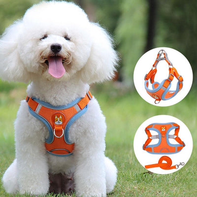 Dog Harness Cat Harness Reflective Dogs Leashes Soft Mesh Chest Strap - Dog Hugs Cat