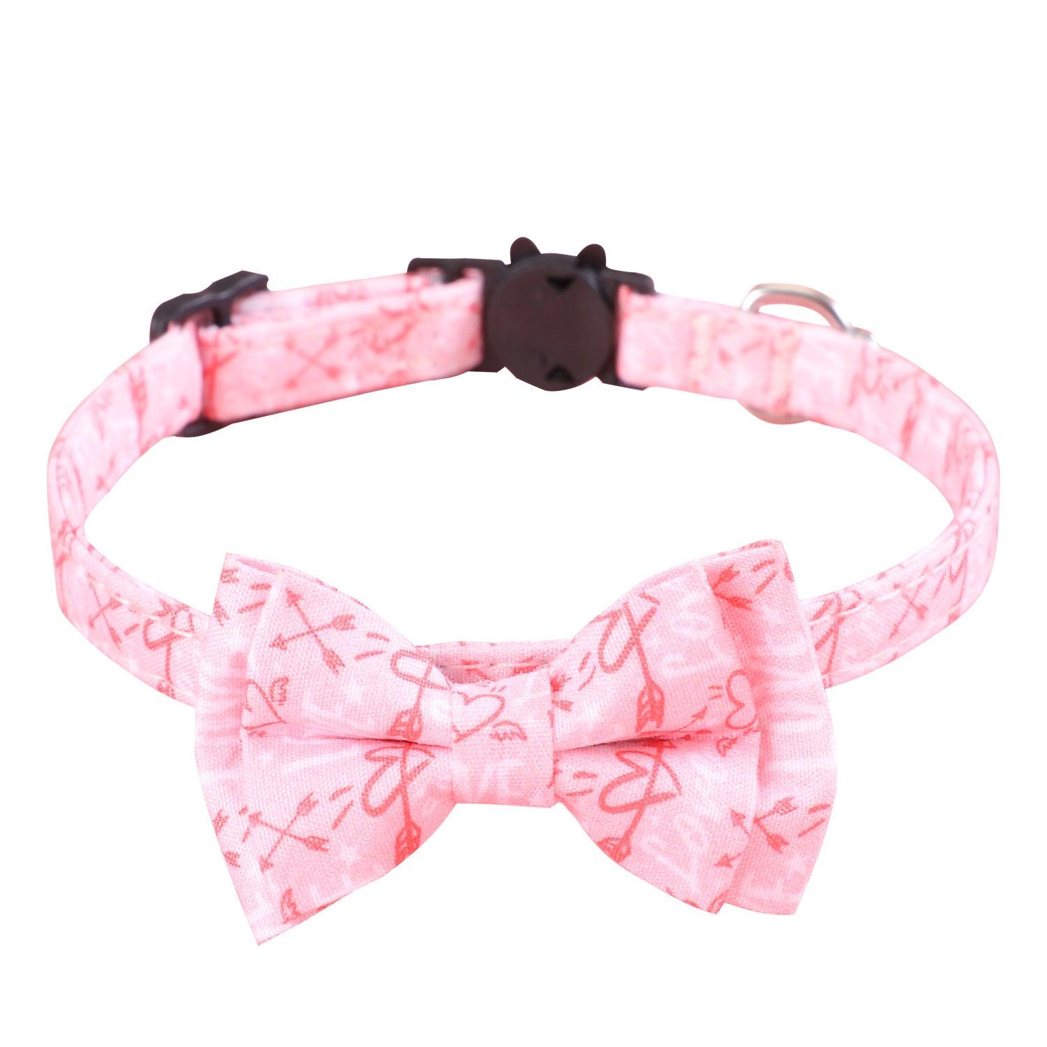 Valentines Day Cat Dog Leash Bow Tie - Dog Hugs Cat