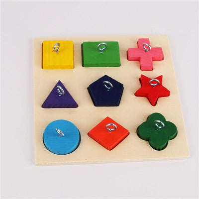 9-Piece Colorful Wooden Block Parrot Training Toy - Dog Hugs Cat