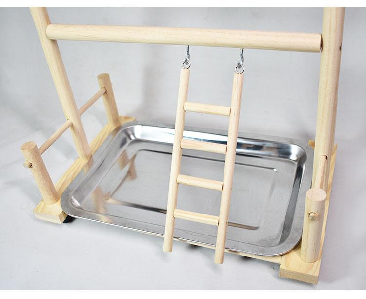 Solid Wood Toy Swing Climbing Ladder Shelf Peony Xuan Double-Layer Stainless Steel Food Box - Dog Hugs Cat