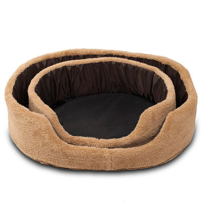 Soft Warm Wool Dog Bed Round Shape Pet Sofa - Dog Hugs Cat