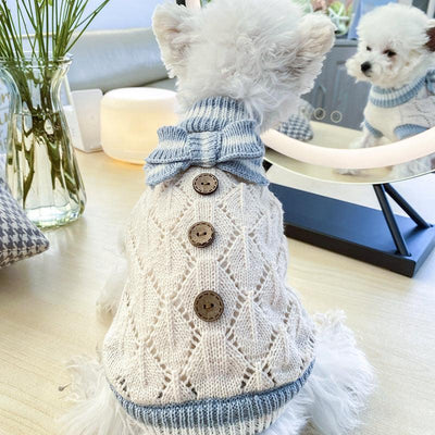 Bowknot Dog Clothes Cat Costume Hollow Knit Dog Sweater - Dog Hugs Cat