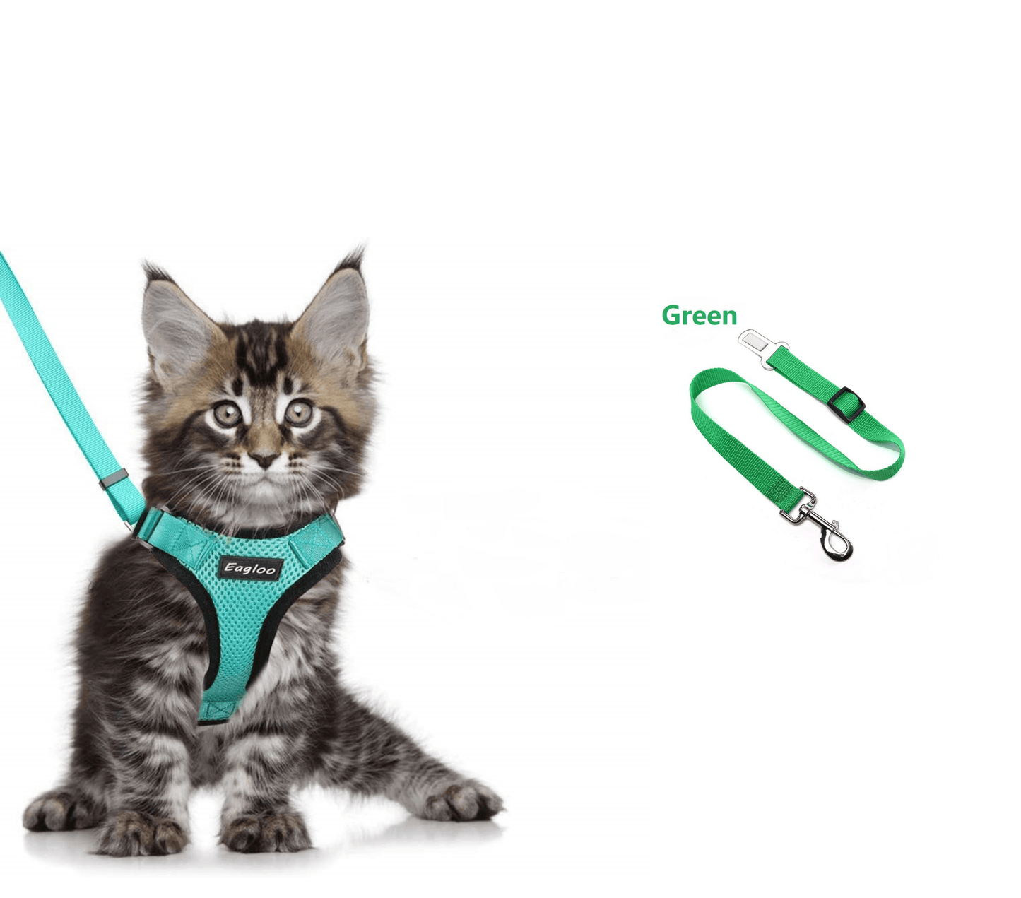 Escape Proof Cat Vest Harness And Car Seat Belt Adapter Adjustable Reflective Cat Harness Soft Mesh Harness For Kitten Puppy - Dog Hugs Cat