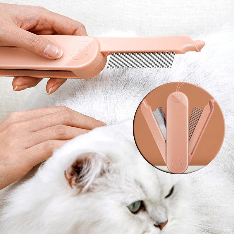 Pet Cat Dematting Comb Dog Grooming Styling Hair Removal Dense Teeth Massage Comb - Dog Hugs Cat