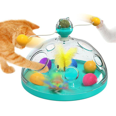 Meows Windmill Funny Cat Toys Interactive Multifunctional Turntable Pet Educational Toys With Catnip Luminous Ball Pinwheel Toys Pet Products - Dog Hugs Cat