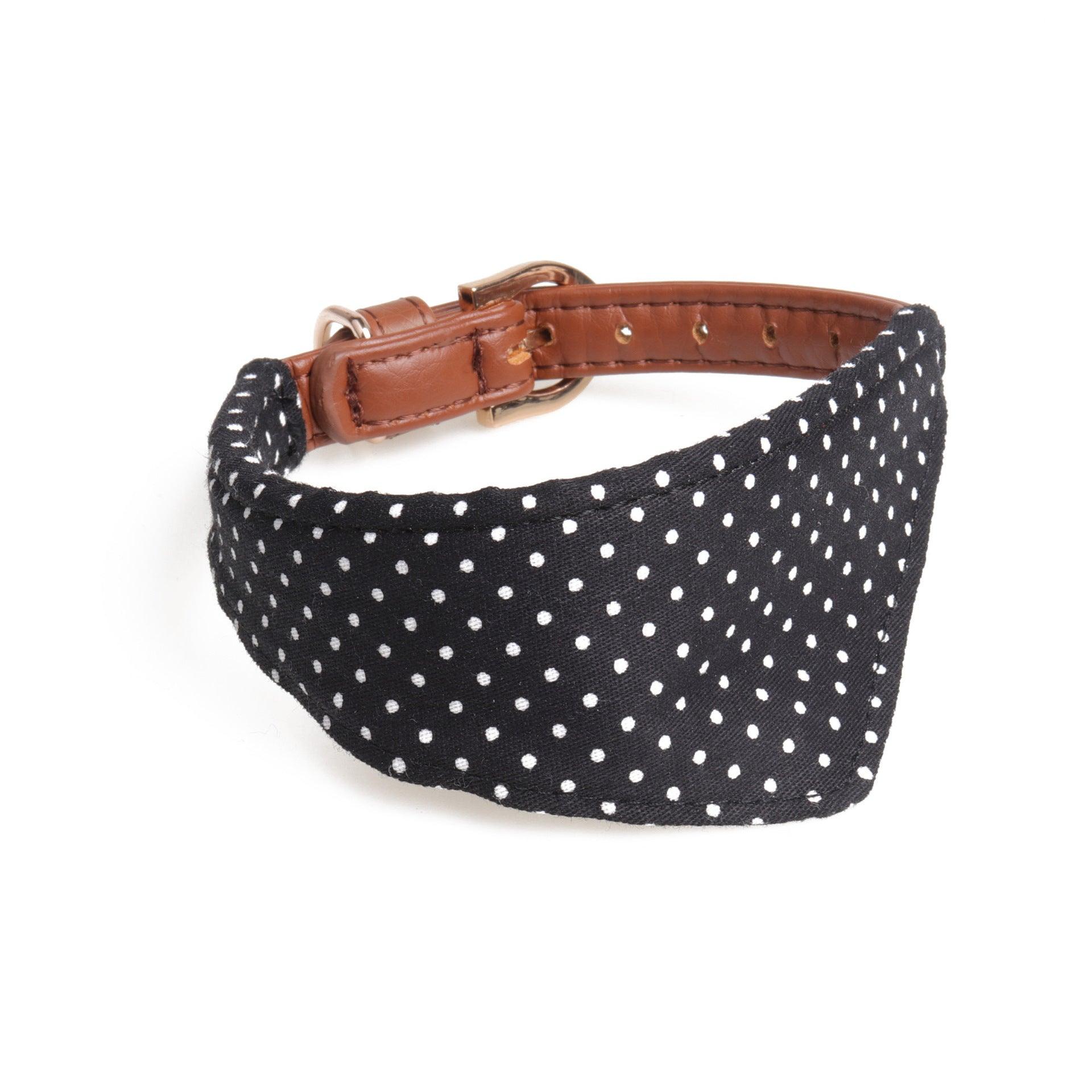 Polka Dot Dog Triangle Scarf Collar Leash Pet Pu Dog Leash - Dog Hugs Cat