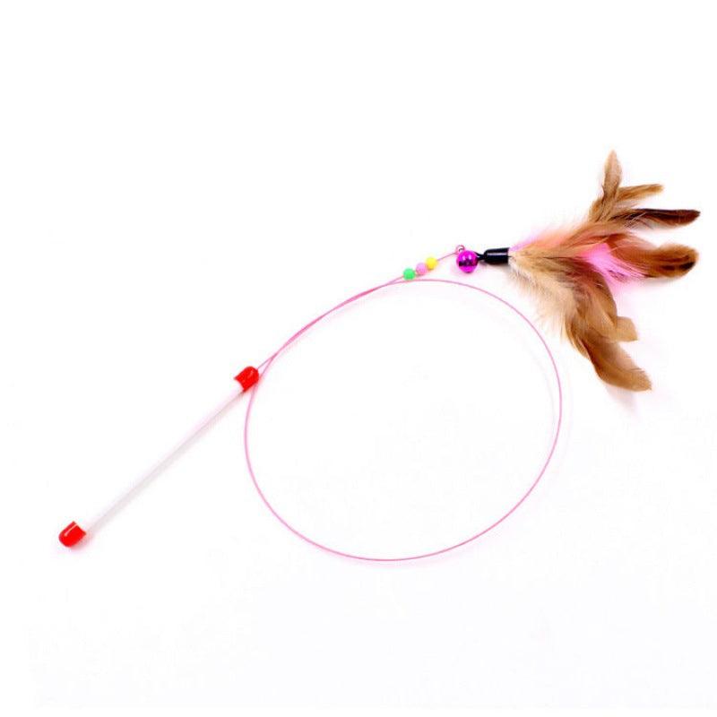 Cat Teaser Stick Can Replace The Head Steel Wire Feather Pole Can Replace Toys - Dog Hugs Cat