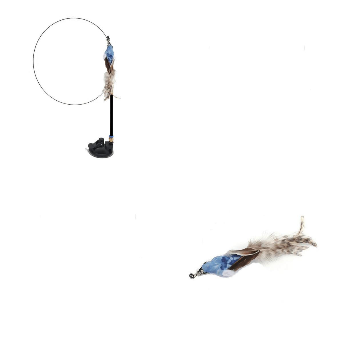 Cat Teaser Stick Can Replace The Head Steel Wire Feather Pole Can Replace Toys - Dog Hugs Cat