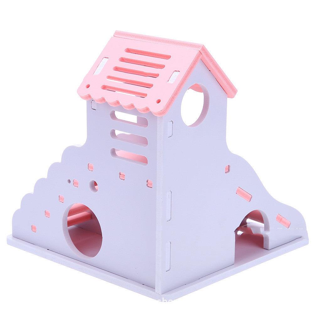 Pet Toy Hamster Sleeping Nest Colorful Small House Wooden - Dog Hugs Cat