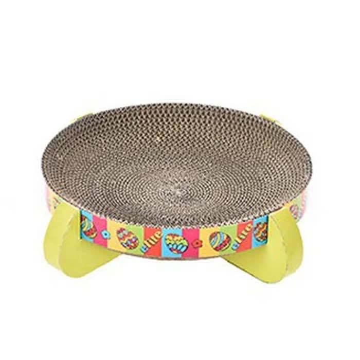 Pet Toy Corrugated Round Cat Scratcher - Dog Hugs Cat