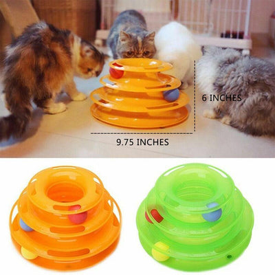 Pet Cat Crazy Ball Disk Interactive Toys Amusement Plate Trilaminar Funny Toy - Dog Hugs Cat
