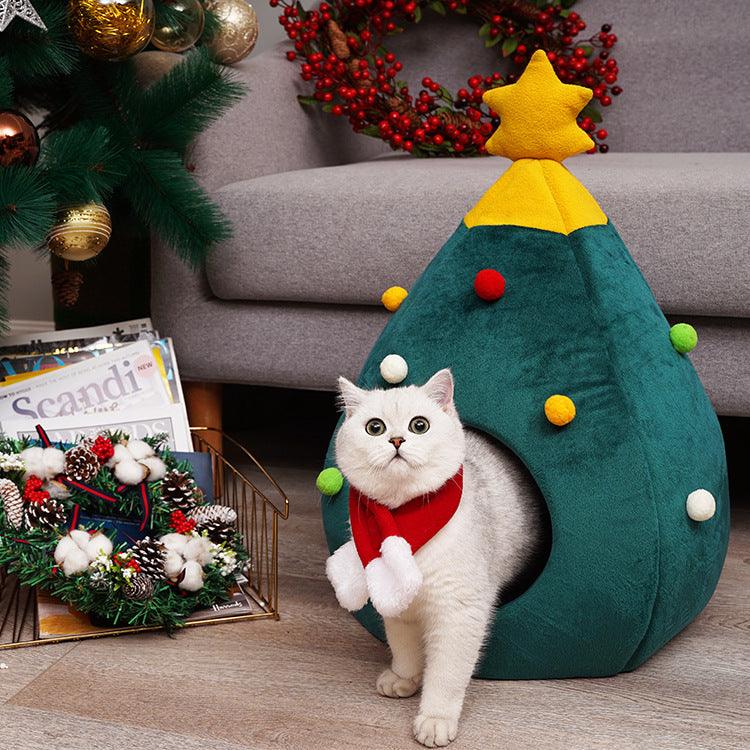 Pet Christmas Tree Cat Cat Bed Cat Mat Kennel Felt Litter Cat Supplies - Dog Hugs Cat