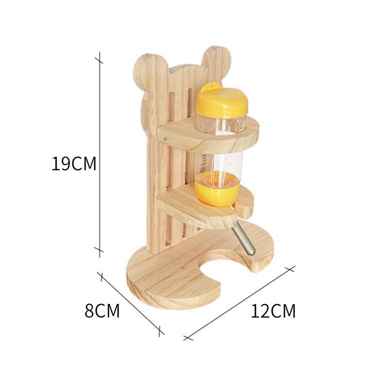 Adjustable Height Wooden Hamster Water Dispenser - Dog Hugs Cat