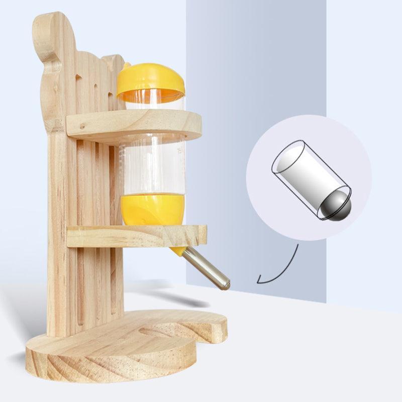 Adjustable Height Wooden Hamster Water Dispenser - Dog Hugs Cat