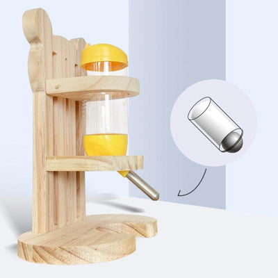 Adjustable Height Wooden Hamster Water Dispenser - Dog Hugs Cat