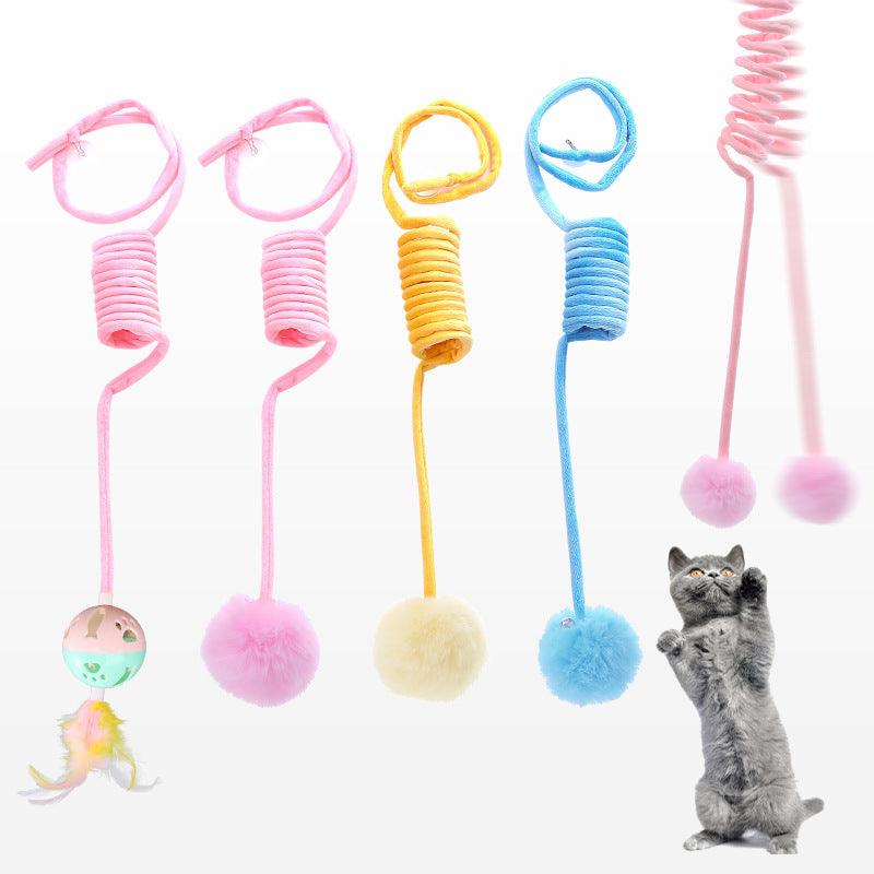 Cat Toy Self-Hi Sucker Spring Rabbit Hair Ball Interactive Play Pet Supplies Interactive Toys - Dog Hugs Cat