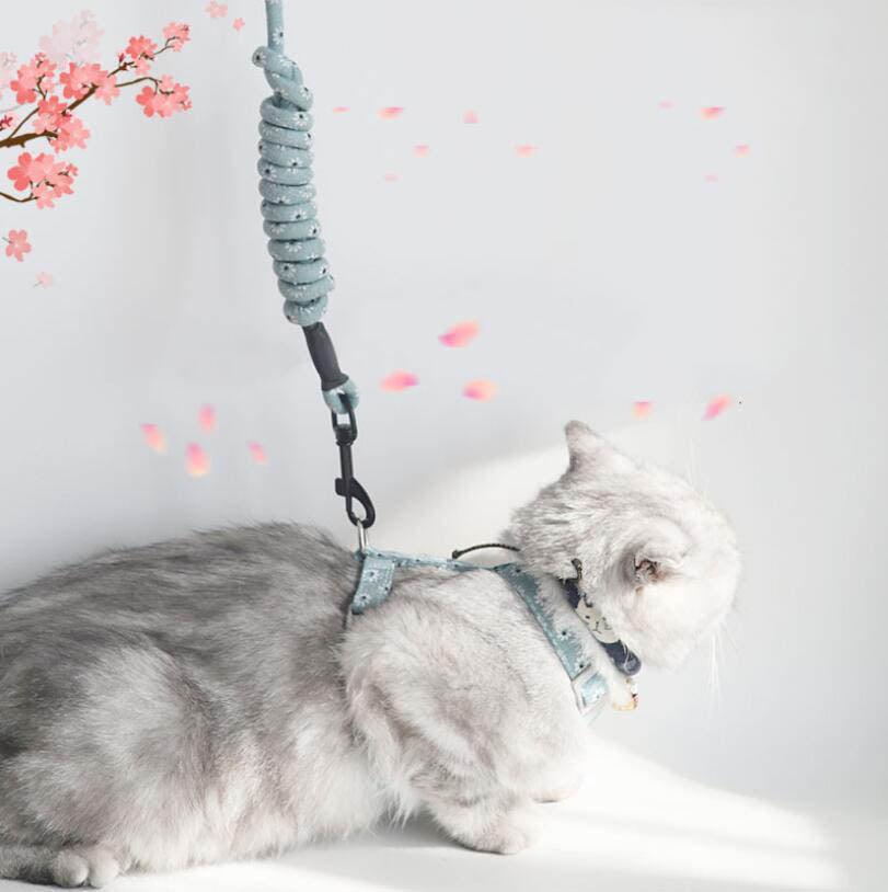 Anti-Tug Floral Cat Leash - Dog Hugs Cat