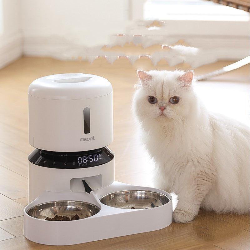 Automatic DuoFeed Cat Feeder - Capsule Design - Dog Hugs Cat