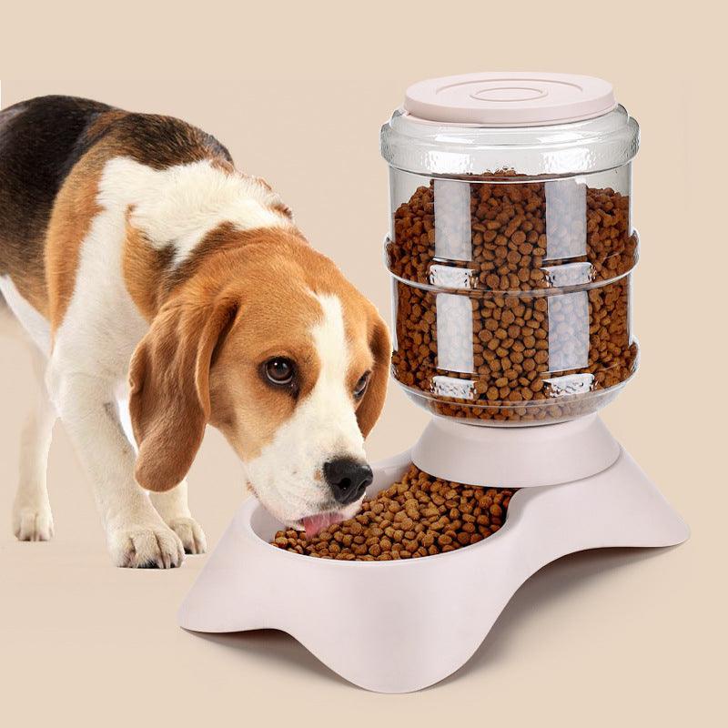 Automatic Pet Feeder with Frosted Texture - Simplify Your Pet's Mealtime Routine - Dog Hugs Cat