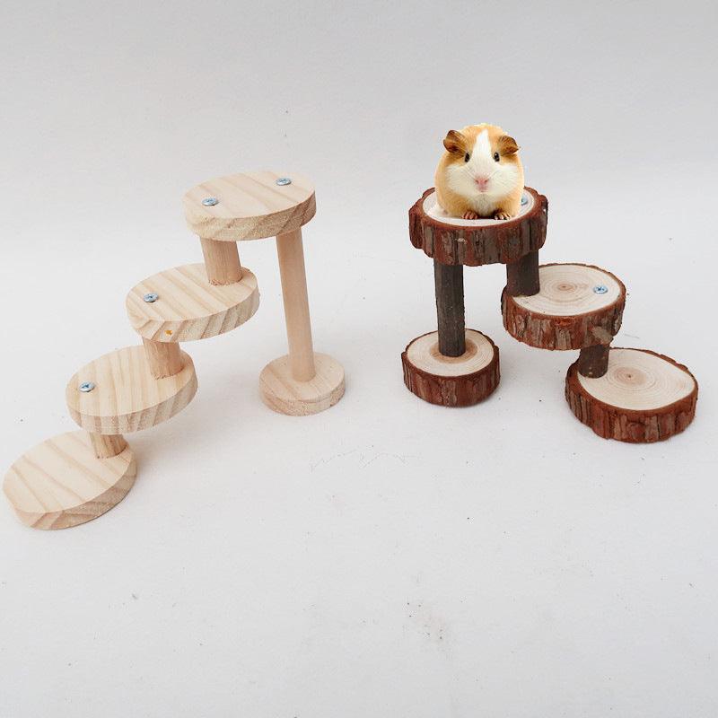 Hamster Toy Solid Wood Spiral Staircase - Dog Hugs Cat