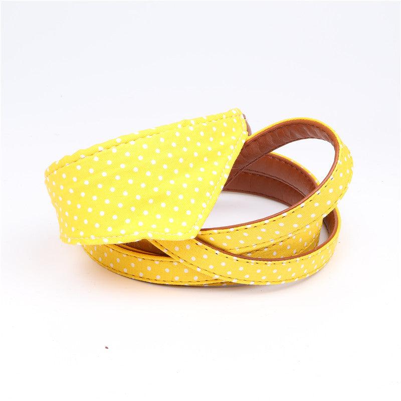 Polka Dot Dog Triangle Scarf Collar Leash Pet Pu Dog Leash - Dog Hugs Cat