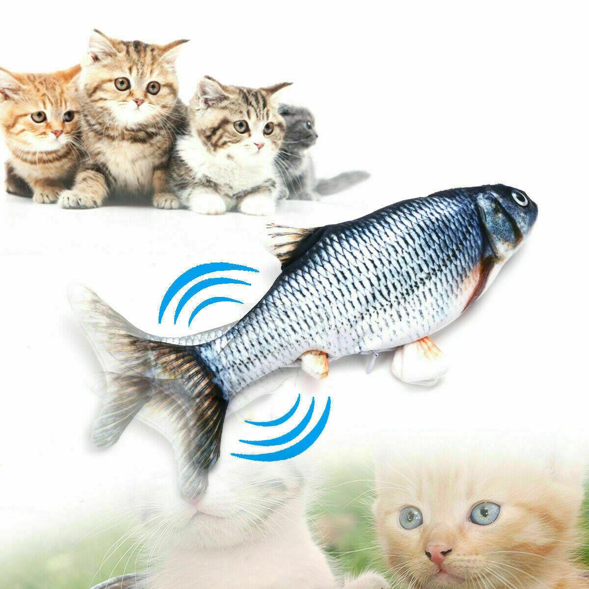 Electric Fish Cat Toy Realistic Interactive Kicker Jumping Dancing Kitten Toys - Dog Hugs Cat