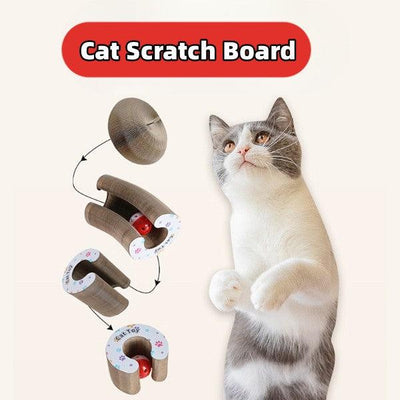 Magic Organ Foldable Cat Scratch Board Toy With Bell Cat Grinding Claw Cat Climbing Frame Round Corrugated Cats Interactive Toys - Dog Hugs Cat