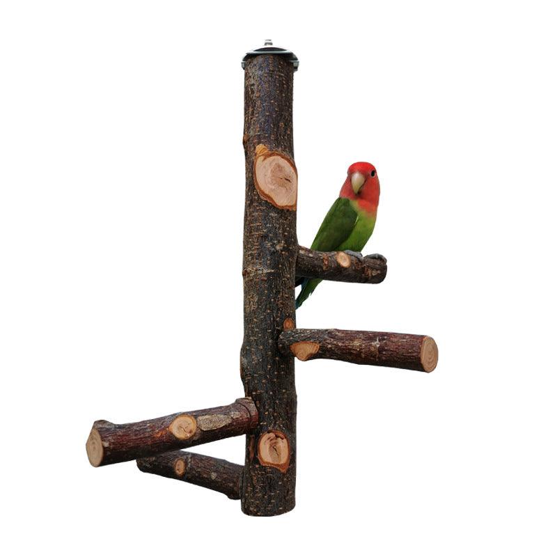 Parrot Bird Wood Stand Pole Toy - Dog Hugs Cat