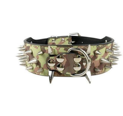 Black Spiked Leather Dog Collar for Large Breeds - Dog Hugs Cat