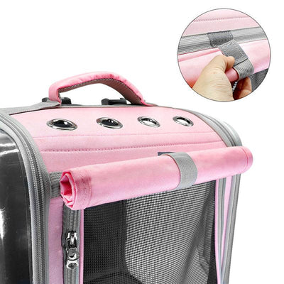 Breathable Bubble Cat Carrier Backpack - Portable Travel Outdoor Shoulder Bag for Small Dogs and Cats - Dog Hugs Cat
