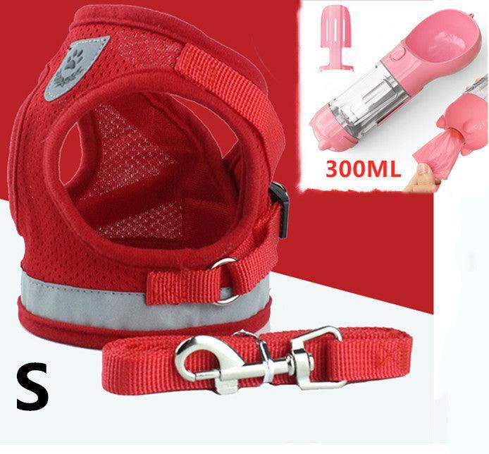 Breathable Mesh Pet Leash with Reflective Design and Matching Belt - Dog Hugs Cat