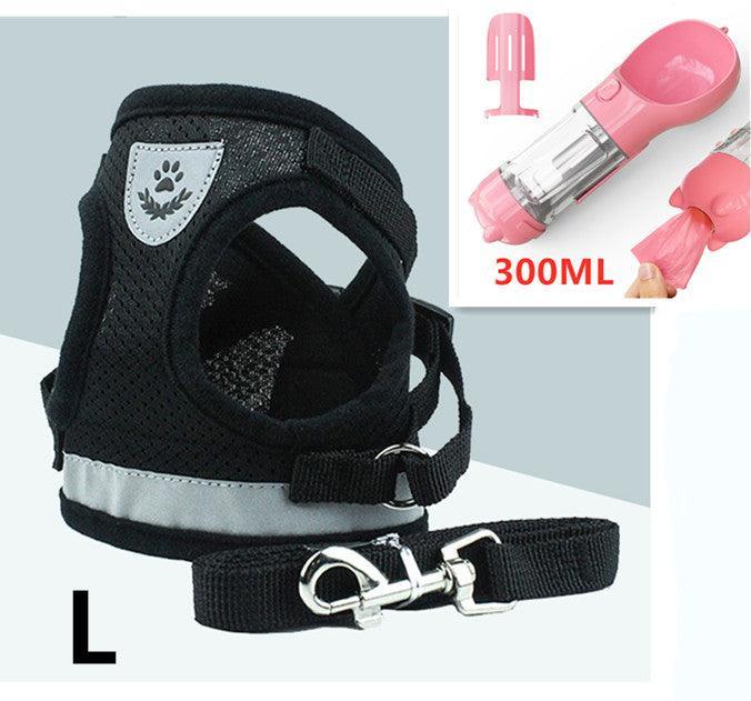 Breathable Mesh Pet Leash with Reflective Design and Matching Belt - Dog Hugs Cat