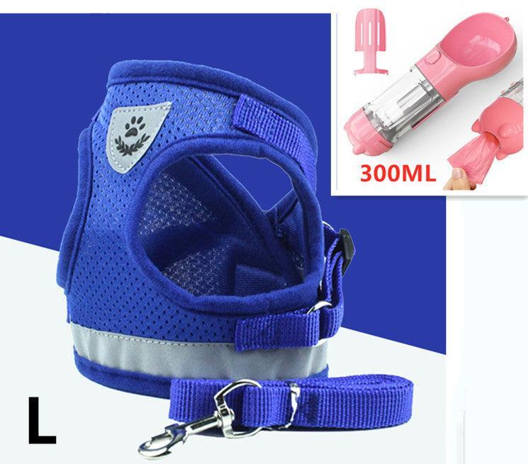 Breathable Mesh Pet Leash with Reflective Design and Matching Belt - Dog Hugs Cat