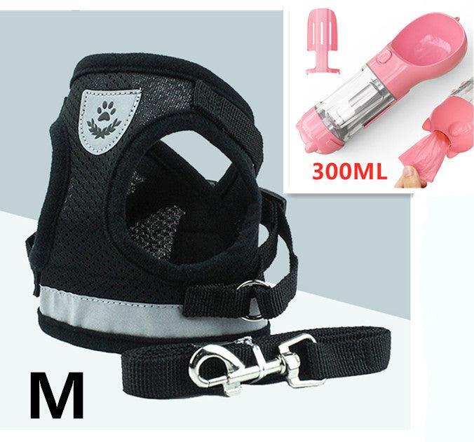 Breathable Mesh Pet Leash with Reflective Design and Matching Belt - Dog Hugs Cat