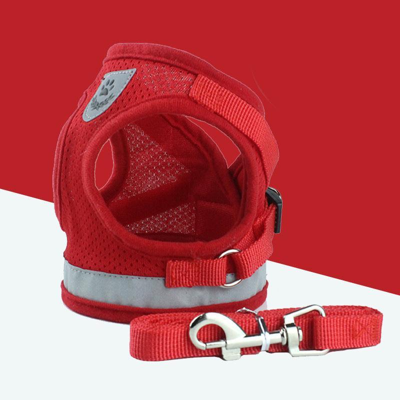 Breathable Mesh Pet Leash with Reflective Design and Matching Belt - Dog Hugs Cat