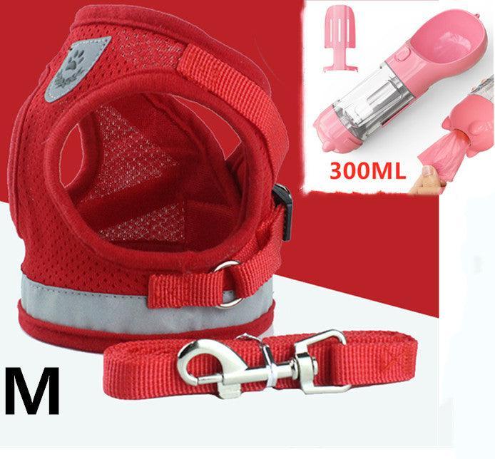 Breathable Mesh Pet Leash with Reflective Design and Matching Belt - Dog Hugs Cat