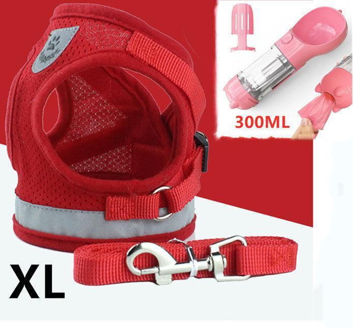 Breathable Mesh Pet Leash with Reflective Design and Matching Belt - Dog Hugs Cat