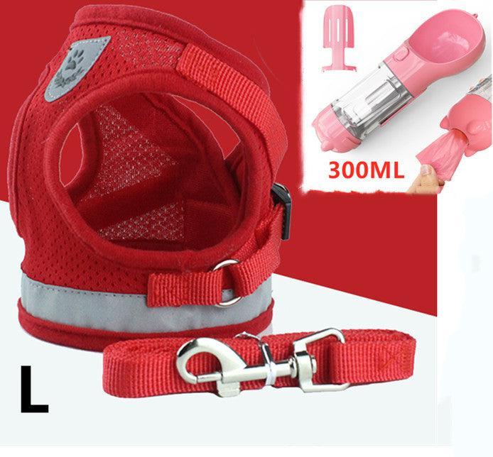 Breathable Mesh Pet Leash with Reflective Design and Matching Belt - Dog Hugs Cat