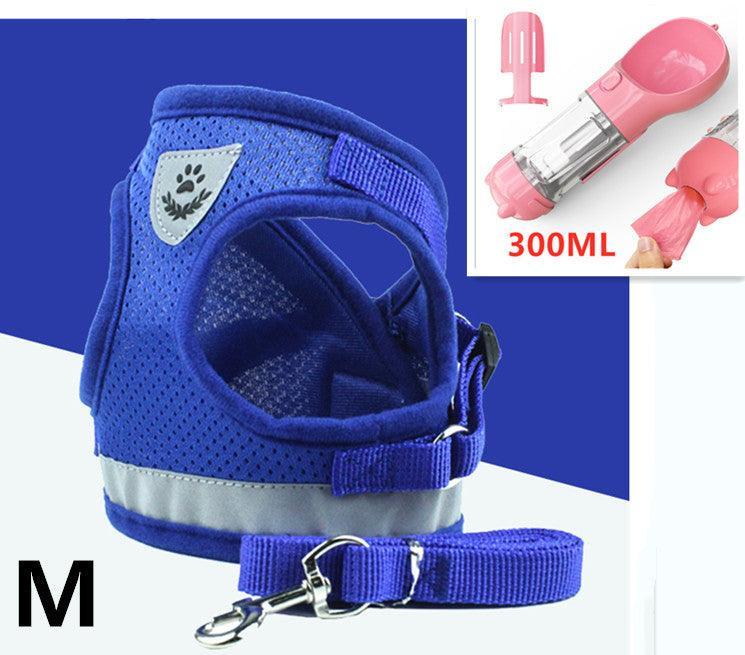 Breathable Mesh Pet Leash with Reflective Design and Matching Belt - Dog Hugs Cat