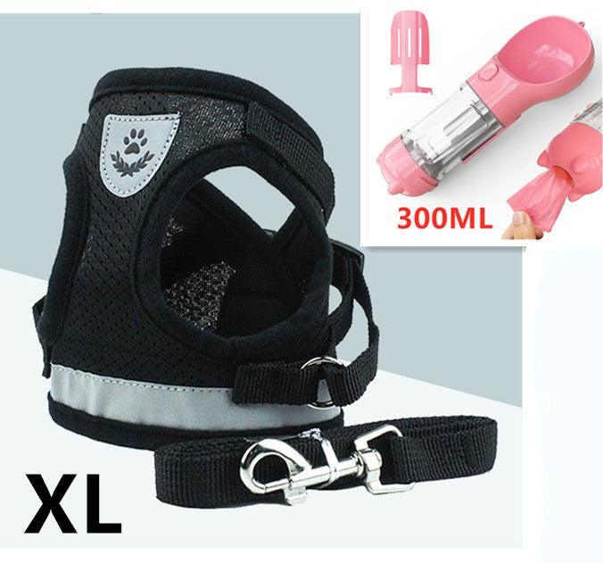 Breathable Mesh Pet Leash with Reflective Design and Matching Belt - Dog Hugs Cat