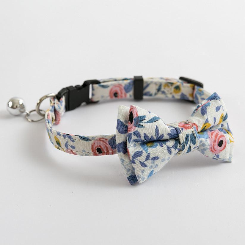 British Short Blue Cat Collar with Safety Buckle and Bell - Stylish and Secure Pet Accessory - Dog Hugs Cat