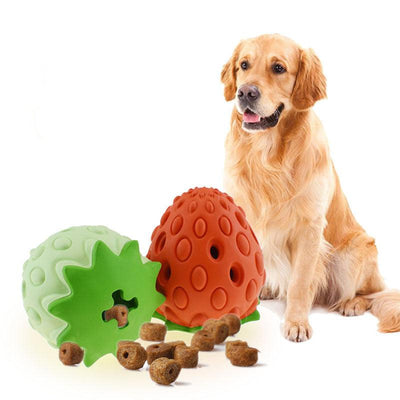 Pet Toy Chew Resistant Strawberry Leak Food Ball Pet Supplies Dog And Cat Toys - Dog Hugs Cat