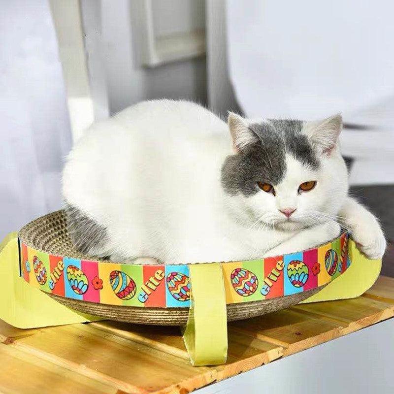 Pet Toy Corrugated Round Cat Scratcher - Dog Hugs Cat