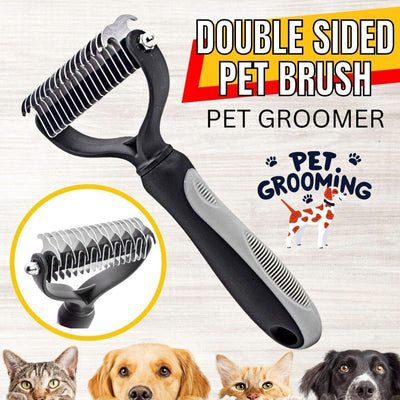 Professional Pet Grooming Tool 2 Sided Undercoat Dog Cat Shedding Comb Brush Pet - Dog Hugs Cat