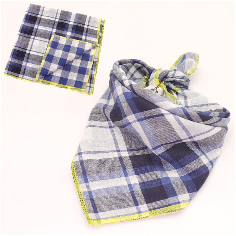 Plaid Double Sided Cotton Pet Scarf - Dog Hugs Cat