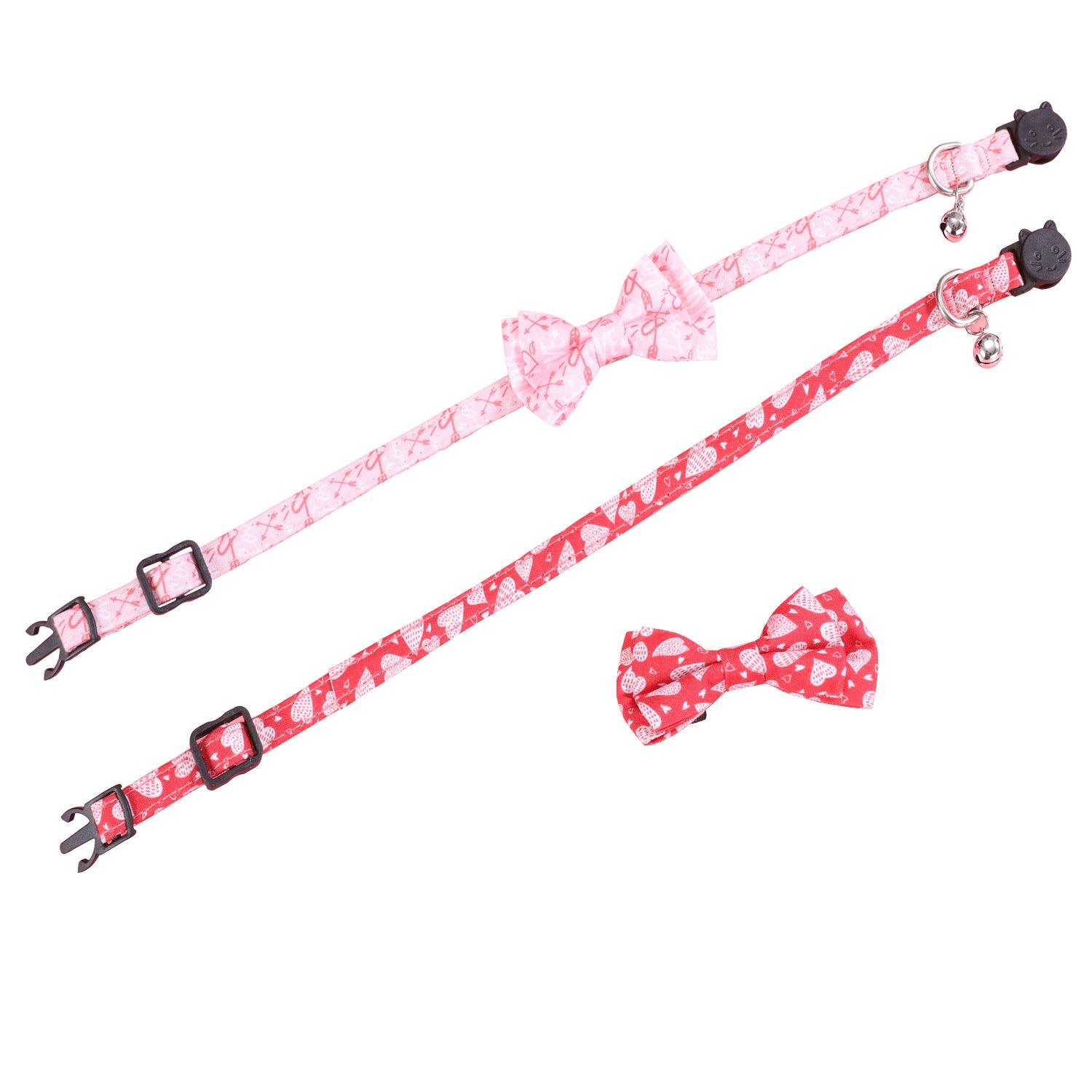 Valentines Day Cat Dog Leash Bow Tie - Dog Hugs Cat