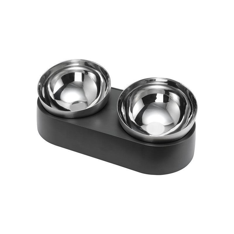 Pet Cat Dog Stainless Steel Feeder - Dog Hugs Cat