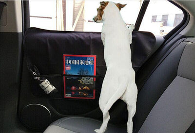 Car Pet Mat Side Door Protector - Anti-Scratch & Anti-Kick Oxford Cloth Protection Mat - Set of 2 - Dog Hugs Cat