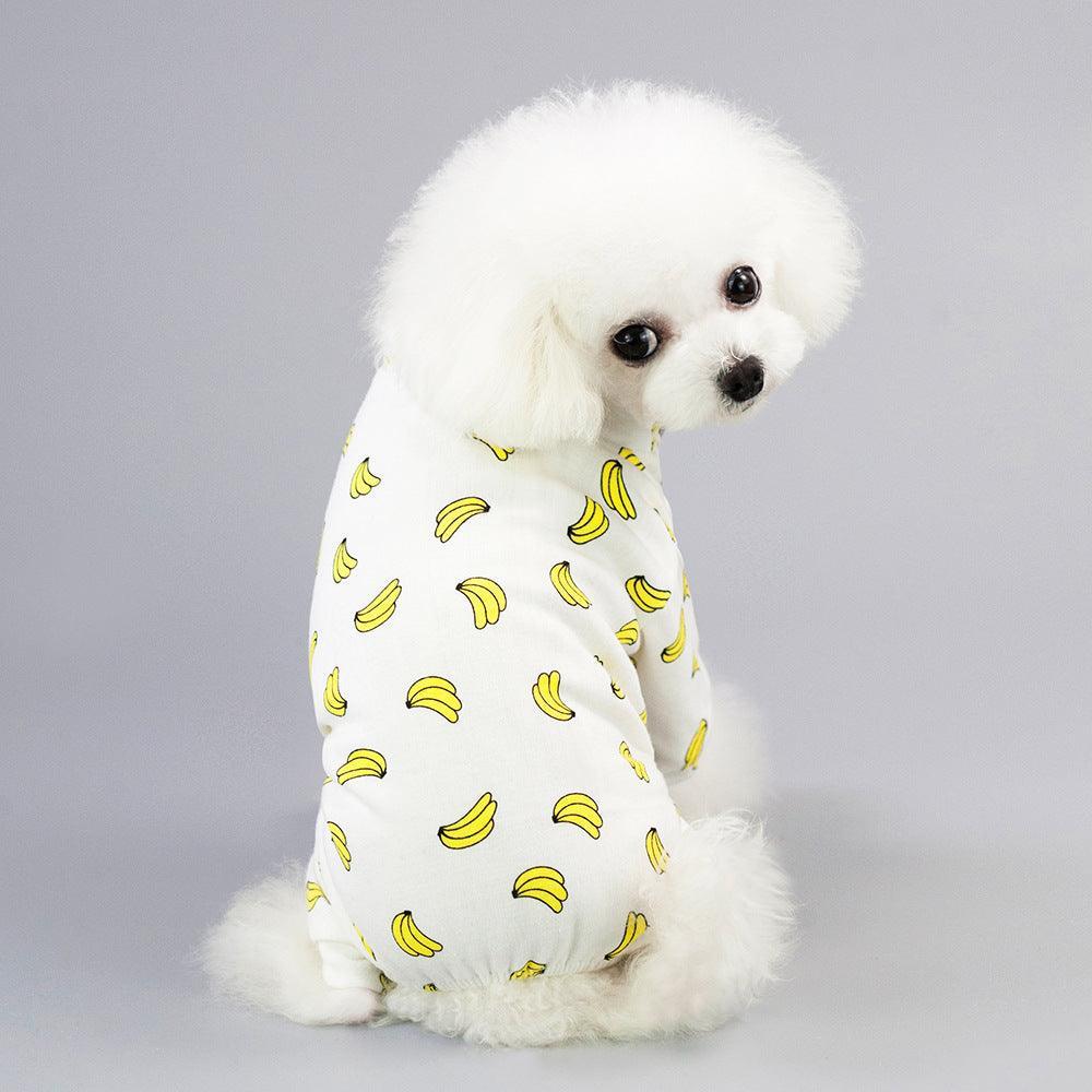 Casual Cartoon Fruit Pattern Dog Pajamas - Comfy Cotton Home Clothes for Your Four-Legged Friend - Dog Hugs Cat